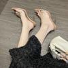 Thin Heeled Slippers for Women In The Summer of 2025, New Pointed High-heeled Transparent Toe Cap Half Support Sandals