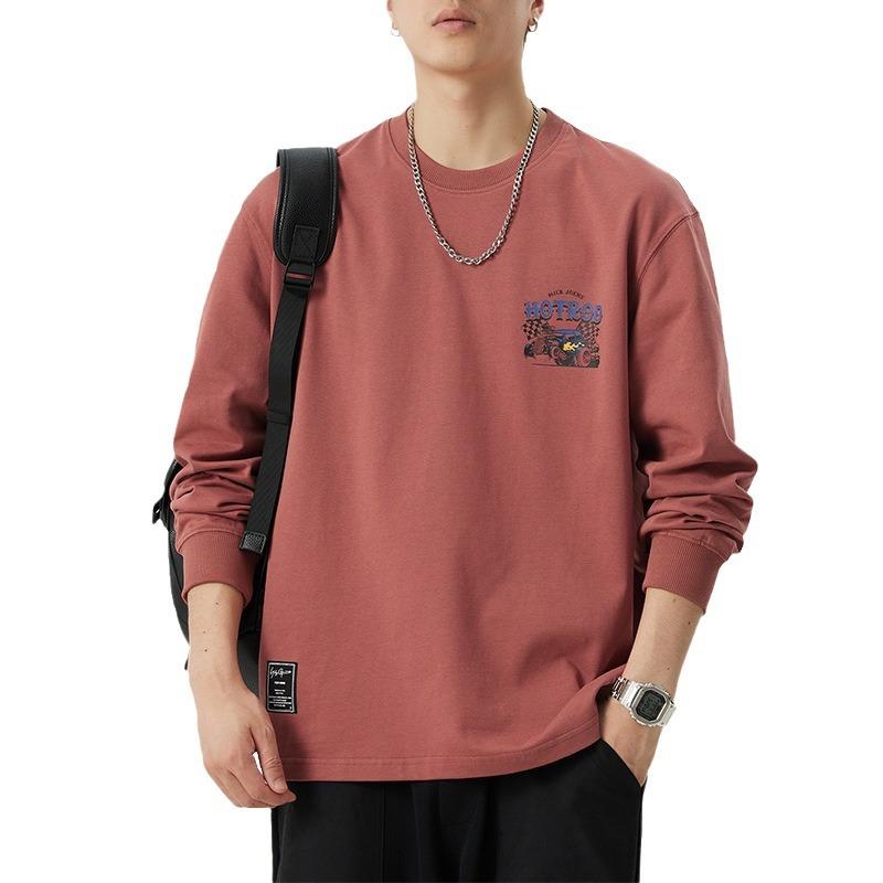 Осенняя черная футболка с длинными рукавами с принтом — фото 6