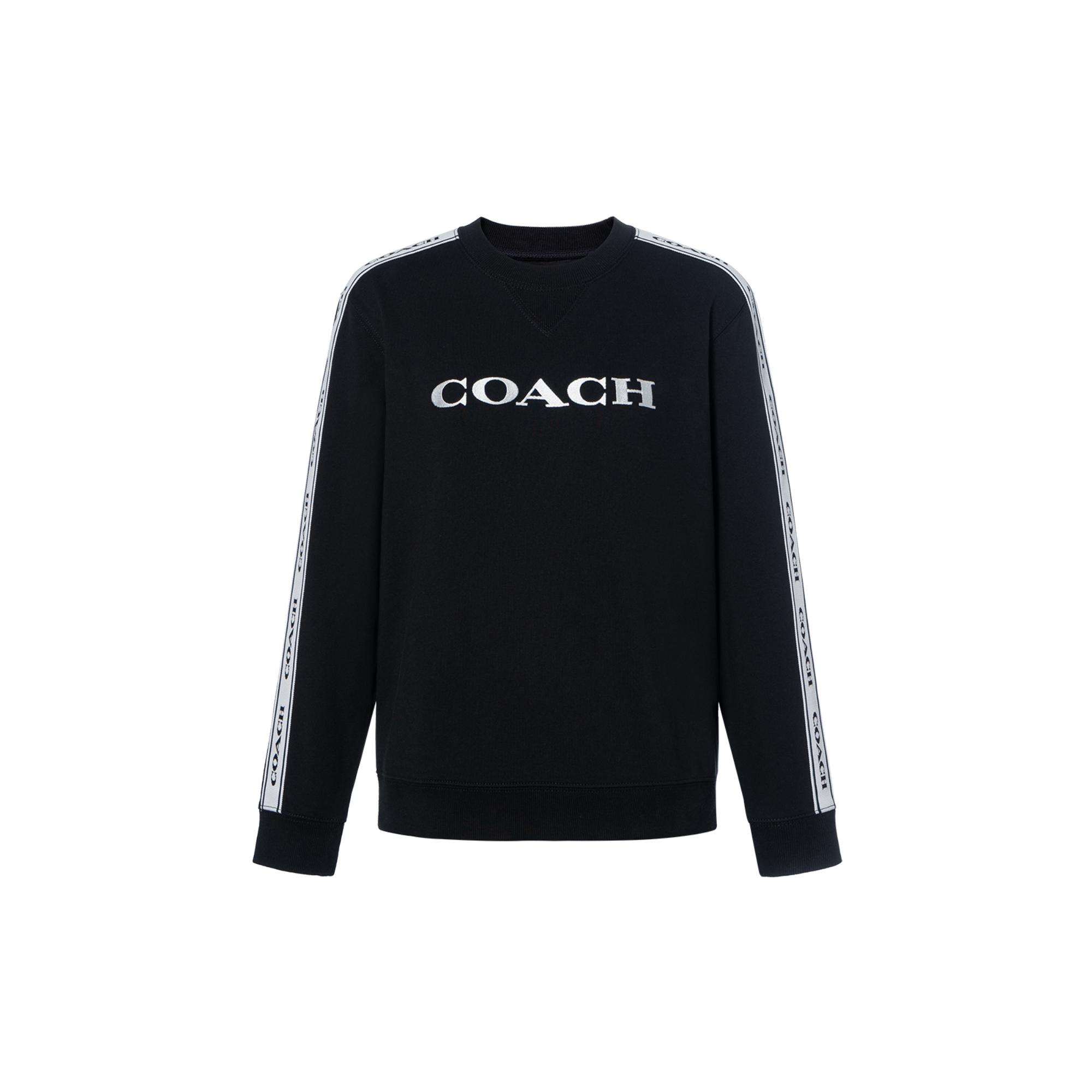 Coach Ss23 Letter Logo Print Crew Neck Long Sleeve Sweatshirt Women sweatshirt Black C8785-BLK M