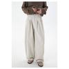 Heren Katoenen Casual Broek Losse Rechte Pijp Dubbele Plooizakken