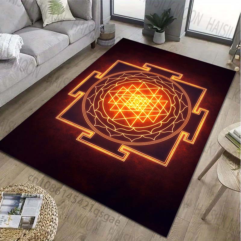 1PC Symbol Sri Yantra Patter Carpet for Living Room Bedroom Bedside Bathroom Floor Mat Area Rug Kids Room Play Mat for Gift
