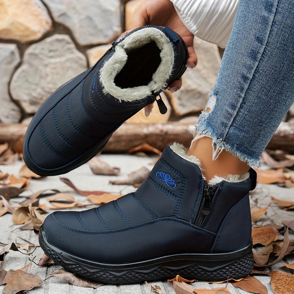 Ladies' Snow Boots, Stylish and Versatile Plush Lining, Lightweight Round Toe Design, Durable and Comfortable, Warm Ankle Boots and Snow Boots