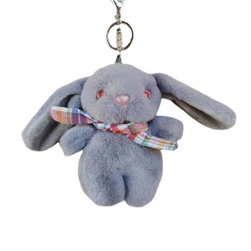 Adorable Plush Bunny Keychain Soft Crystal Velvet Cartoon Rabbit Stuffed Toy Accessory