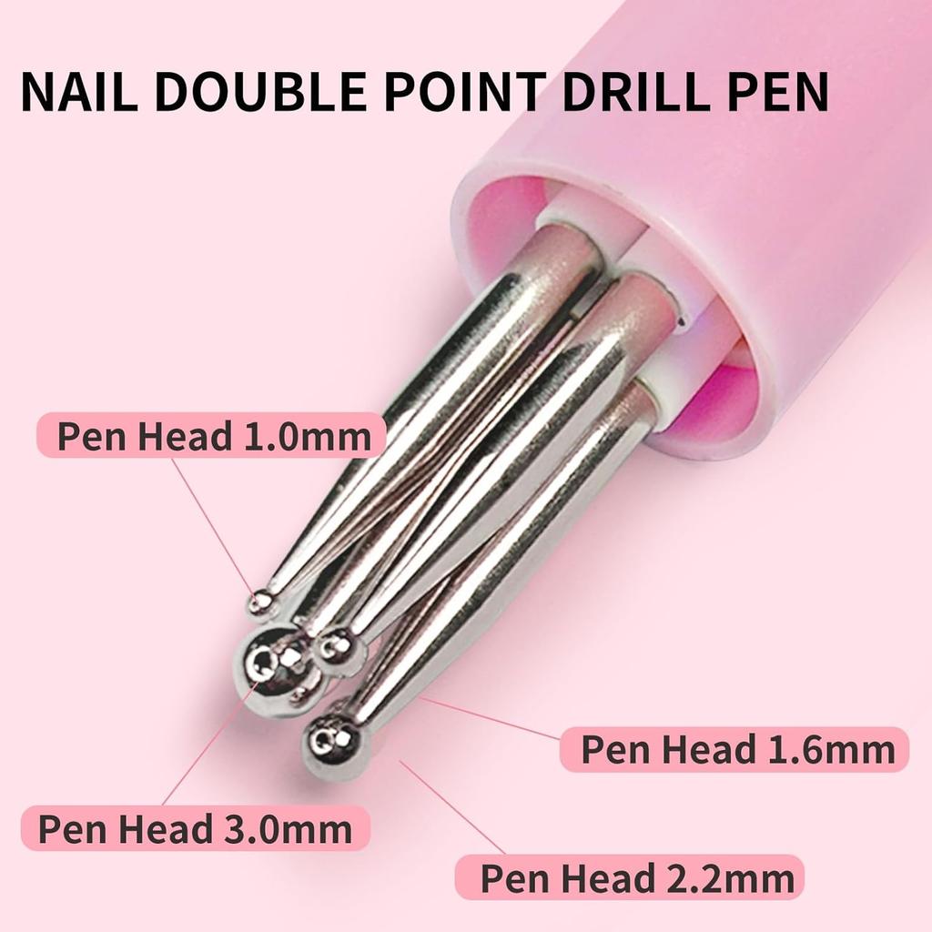 4 In 1 Nail Art Dotting Tools Nail Art Tip Dot Paint Manicure Kit Rotatable Ballpoint Drill Pen Dotting Tools Nail Point Pen