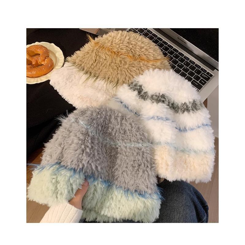 Women S Plush Earmuff Knit Hat Autumn Winter Warm Loose Fit Cold Hat