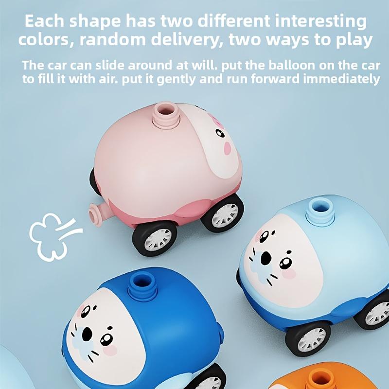 1pc Balloon Powered Car Toy Set,Manually Operated,Suitable for Children Aged 3 And Above, Educational Inertia Powered Vehicle,Fun Science Learning Toy
