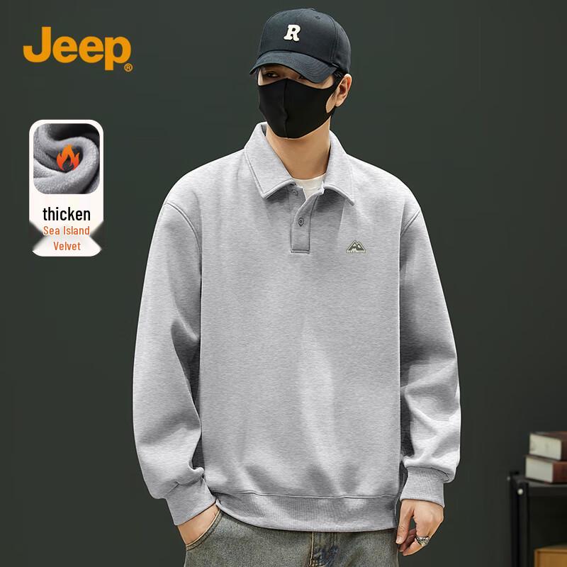 JEEP Men s Commuter Fleece-Lined Collared Pullover Sweatshirt 3XL