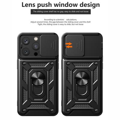 Carcasă Telefon cu Design Glisant pentru Obiectivul Camerei iPhone 15 Pro Max, PC+TPU, cu Suport