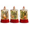 Christmas Themed Night Light Candle Shape Snow Globe LED Table Lamp For Children Room Holiday Festive Decoration
