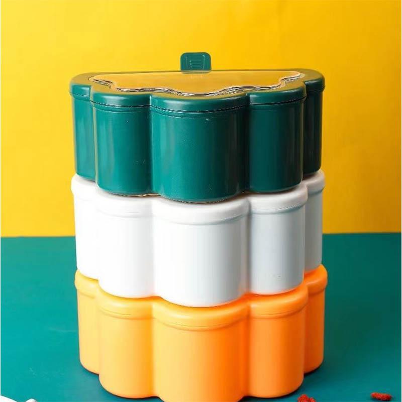 One-in-one Six-grid Seasoning Box Multi-grid Kitchen Household with Lid Moisture-proof Dust-proof Seasoning Bottle Kitchen Supplies with 6 Spoons