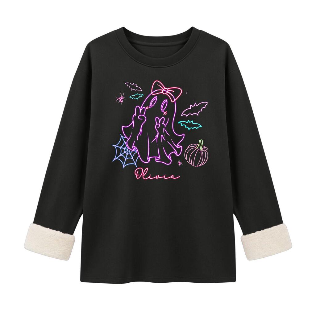 Women's Long Sleeve Pullover Round Neck Halloween Print Winter Casual Top