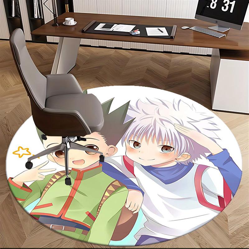 1pc Anime Cartoon Design Round Carpet Office Chair Mat, NonSlip Rug for Home Decor