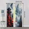 2pcs, Window Curtain 2D Print Glam Style Japanese Landscape Printed 100% Polyester (without Rod) Art Deco Festive for Living