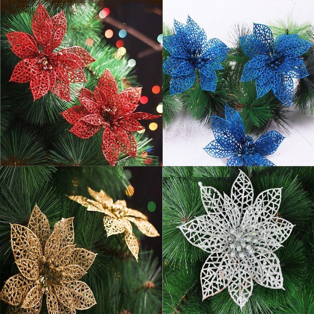 Decor Wedding Party Glitter Hollow Xmas Tree Decorations Flowers Christmas