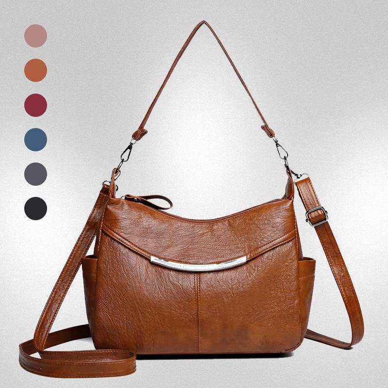Retro single shoulder armpit bag large capacity tote bag women's soft leather oblique span bag women's versatile high-end mother bag