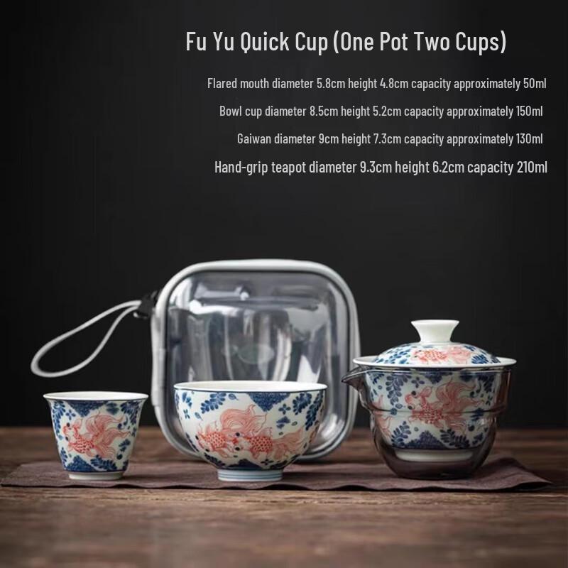 Portable Blue and White Ceramic Travel Tea Set
