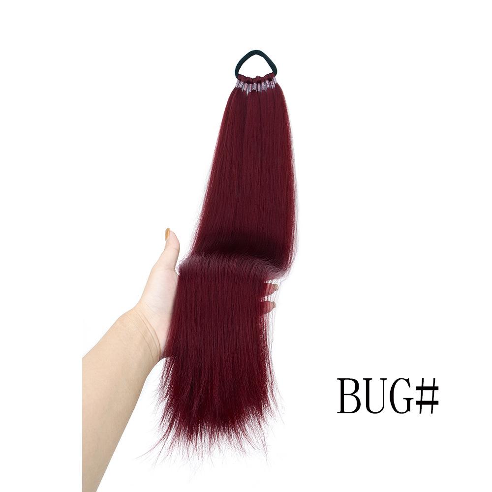 24 palců Syntetické vlákno Dlouhý rovný culík Clip-in Vlasy Omotávka Kousek vlasů Příčesky culíku Paruka pro bílé ženy (as the picture,55cm) black