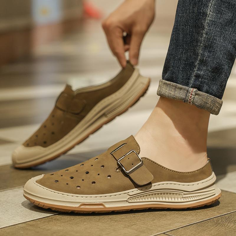 Summer Men Sandals Genuine Leather Mens Casual Shoes Outdoor Men Leather Sandals for Men Beach Shoes Roman Mens Shoes