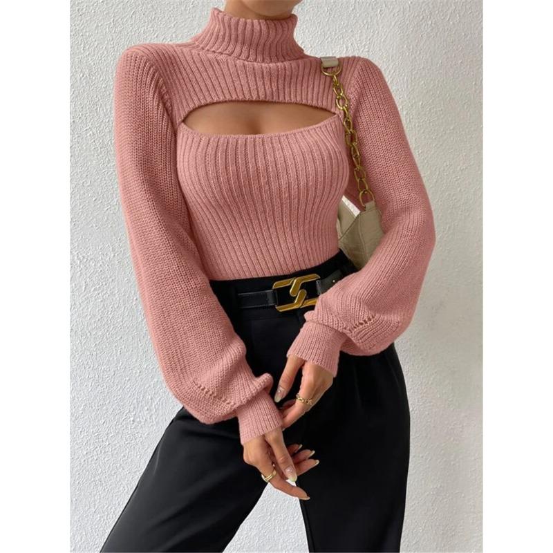 Damen S Hoher Hals Ausgeschnitten Locker Sitzender Pullover Oberbekleidung Top