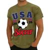 Men’s Casual Crew Neck Printed Short Sleeve Lightweight Breathable Top with USA 2026 Soccer Letter Graphic Design