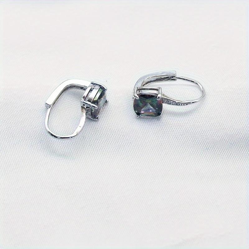 Exquisitely Crafted Quadrate Earrings Inlaid Artificial Zircon And Rhinestones Fashionable Hoop Earrings For Women Daily And Party Decor