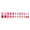 24 Pcs Short Square Press On Nail Valentines Day False Nail Glossy Artificial Nail Heart Full Cover Stick on Nail