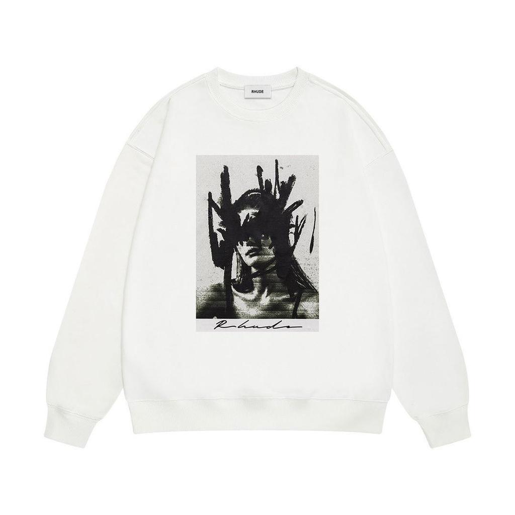 RHUDE Herren Lockerer Baumwoll-Hoodie mit Buchstabenprint - Europäischer & Amerikanischer Trend