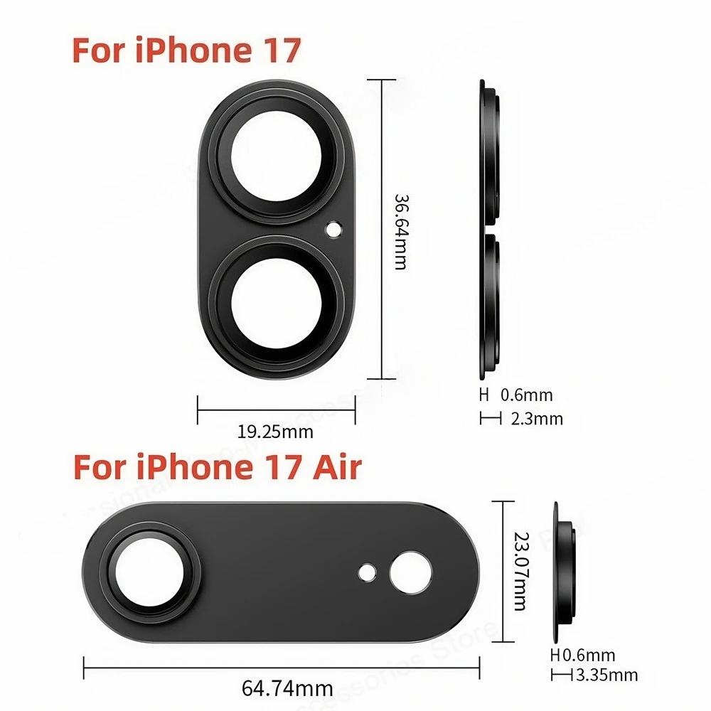 1 Set HD Metalen Ring Gehard Glas Lensbeschermer Film Voor IPhone 17 Air Pro Max Krasbestendig Achterste Camera Cover Telefoon Accessoires