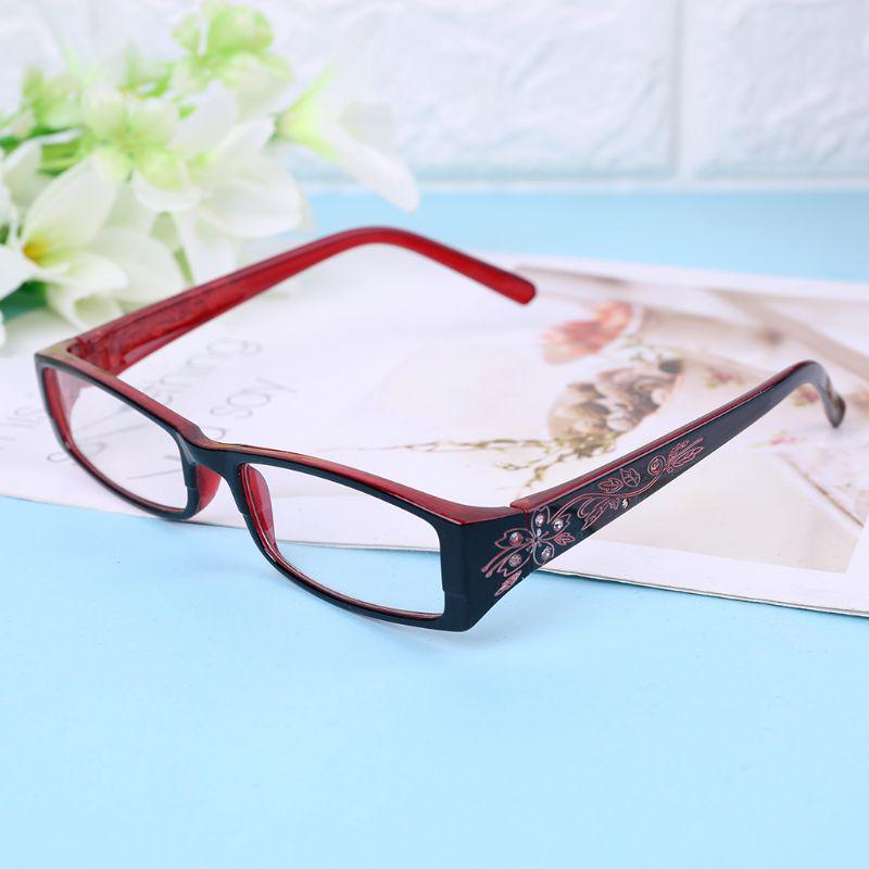 Fashion Reading Glasses Women 4 Colors Imitation Diamond Flower Print Resin Presbyopic De Lectura +1.0~+4.0