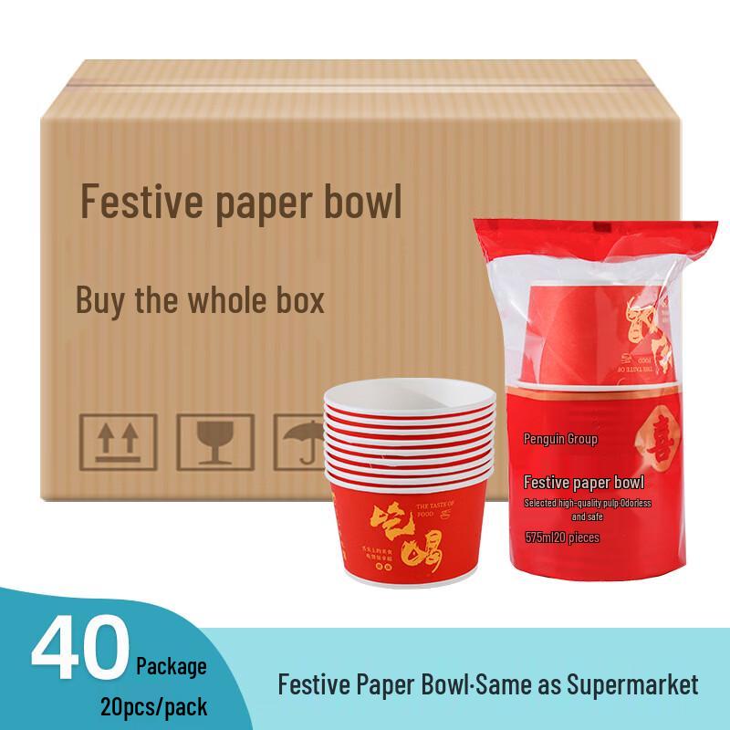 Festive Penguin Tuan Tuan Disposable Round Paper Bowl