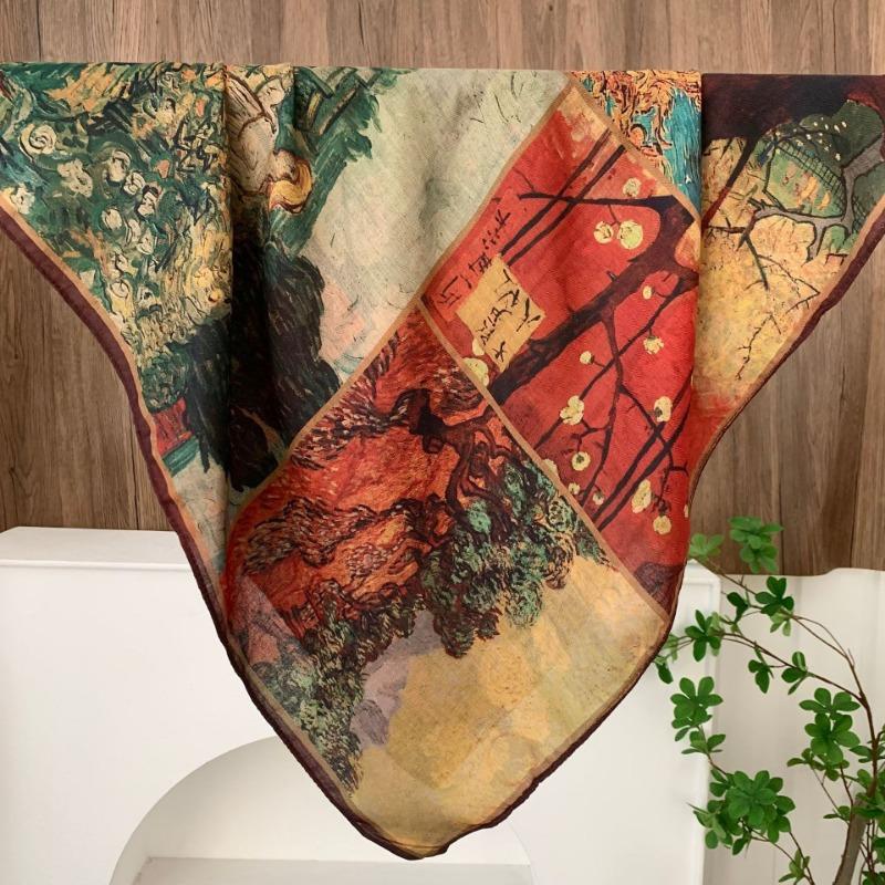 Square scarf new neck scarf scarf small shawl travel bag headscarf versatile cashew flower silk scarf