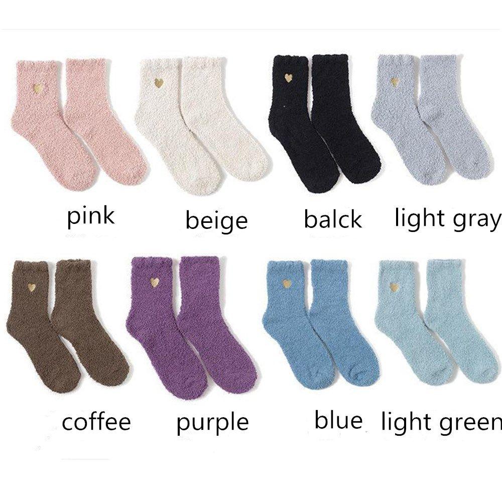 1 pair Women Girls Heart Design Soft Winter Socks Sleeping Socks Foot Warm Floor Fluffy Socks