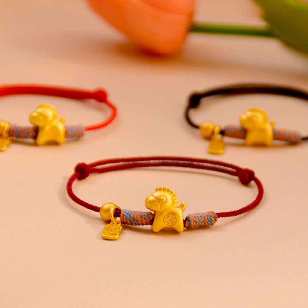 Chinese Style Horse Year Bracelet New Year Hand Rope 2026 2026 Horse Year Lucky Pony Red Rope Zodiac Horse Blessing