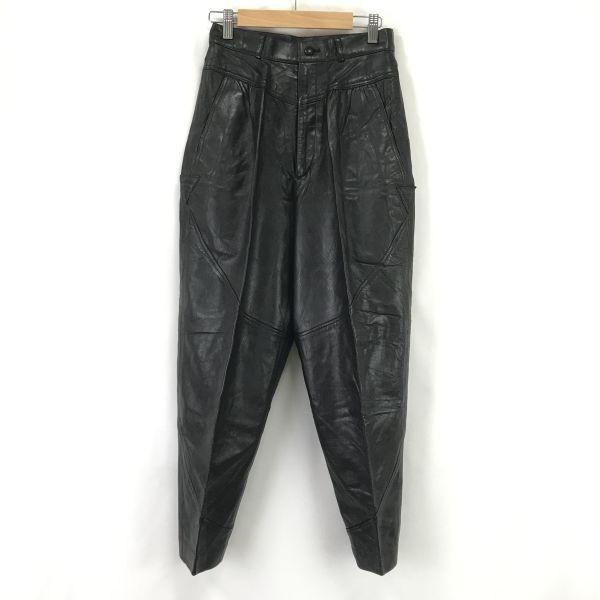 OSHIMA Japan Made Leather Lambskin Riders Pants Black Size 13 Ladies Inseam 69cm(USED)