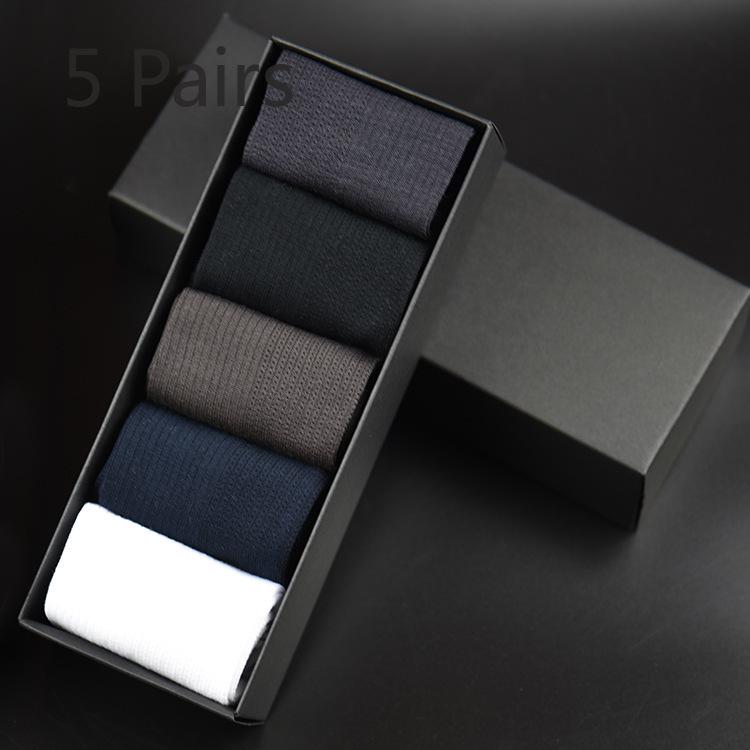 

5 пар носков в подарочной коробке, мужские носки из мерсеризованного хлопка, однотонные, мужские носки для джентльмена, деловые, осенне-зимние, для отдыха, дышащие, средней длины 5 pairs