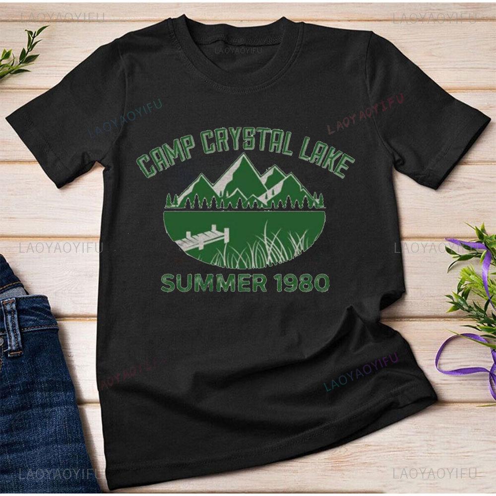 Camp Crystal Lake Funny Halloween Shirt High Quality Cotton Apparel Novelty Hipster Short Sleeve Printed T-shirt Tops