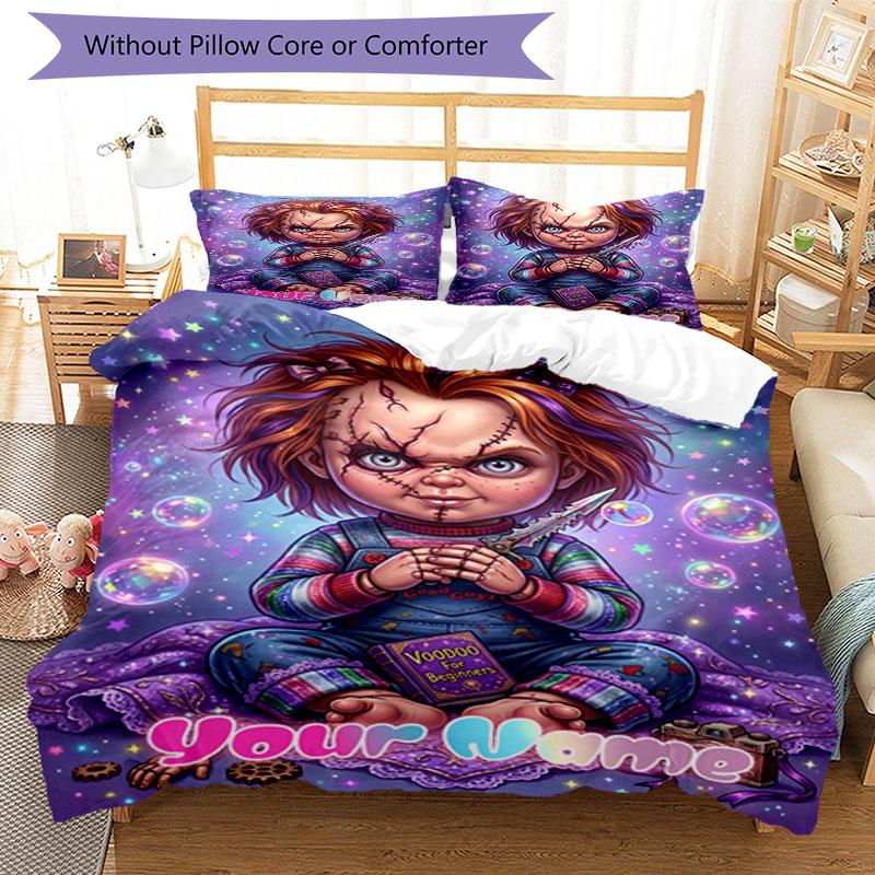 3PC Custom Name "Chucky's Bubble Adventure" Bedding Set Printed  Bedding Set Duvet Cover Closure Includes 1 Duvet Cover & 300 Pillowcases for Bedroom