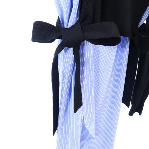 Unused Furfur Stripe Long Sleeve Knit Switching One Piece F Black X Blue Women Used