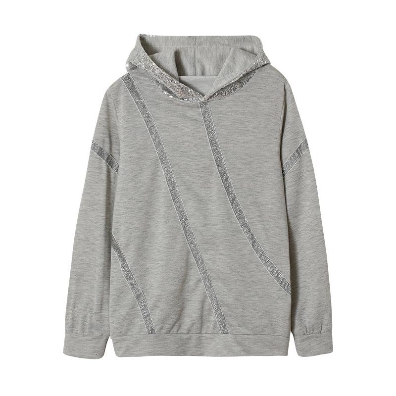 

2024 Autumn Winter Women s Popular European American Sequin Print Loose Hooded Sweatshirt Large