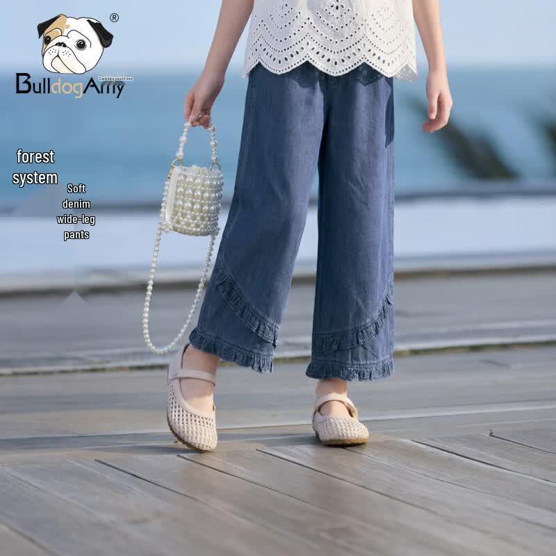 CHANZUIGOU Girls Lightweight Denim Wide-Leg Pants 150cm синий