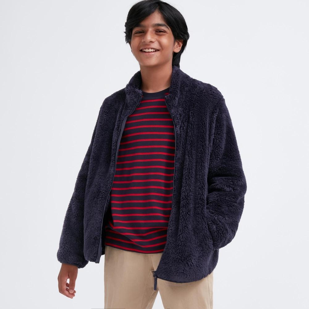 Uniqlo Japonia Dziecięca Kurtka Polarowa z Pełnym Zamkiem Błyskawicznym z Długim Rękawem