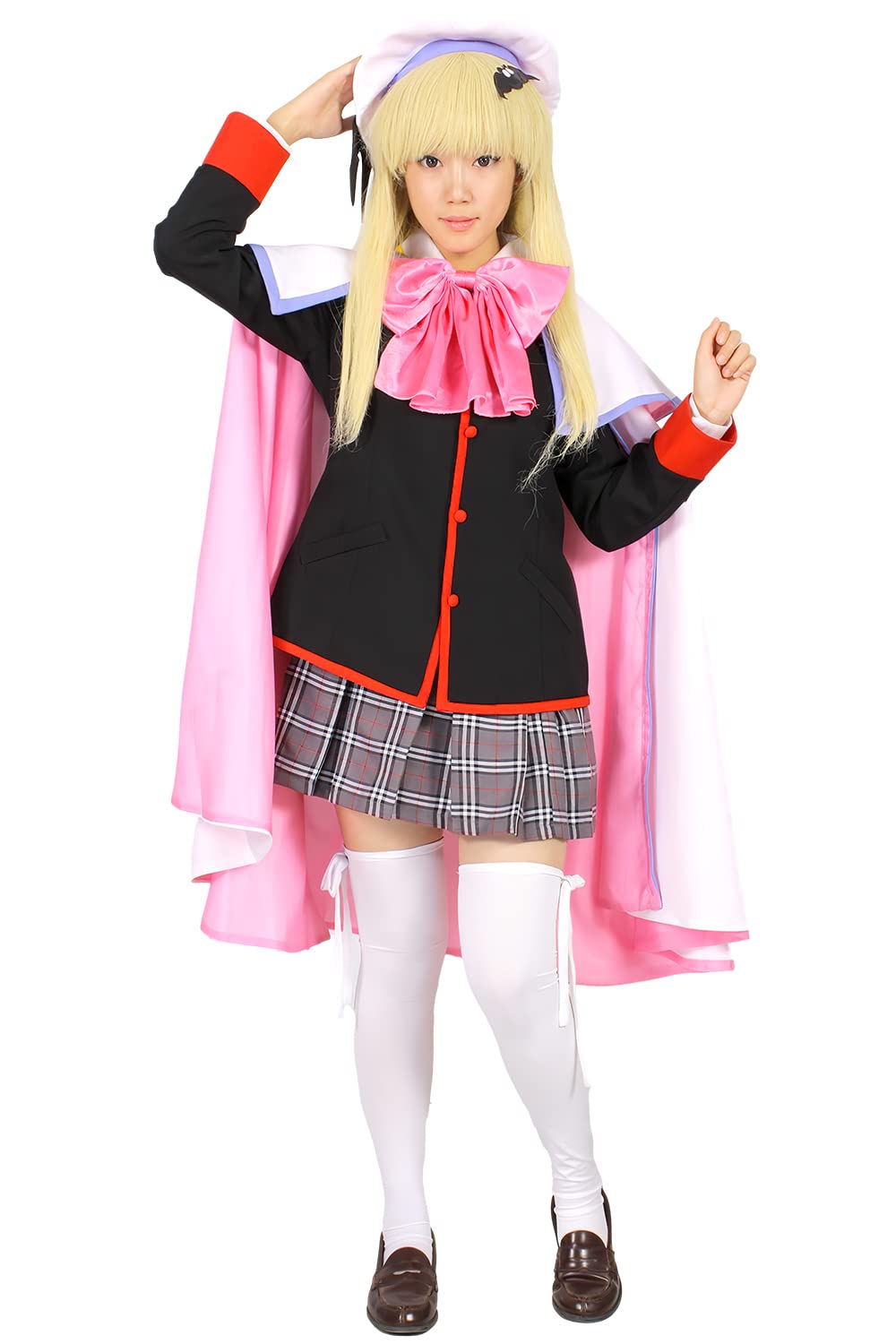 

Комплект костюма для косплея Little Busters Кудрявка Ноуми Размер Подходит Включает и Аксессуар для волос в виде летучей мыши [NOOLOR] 4 предмета (Один Все) - Шляпа, Накидка, розовый