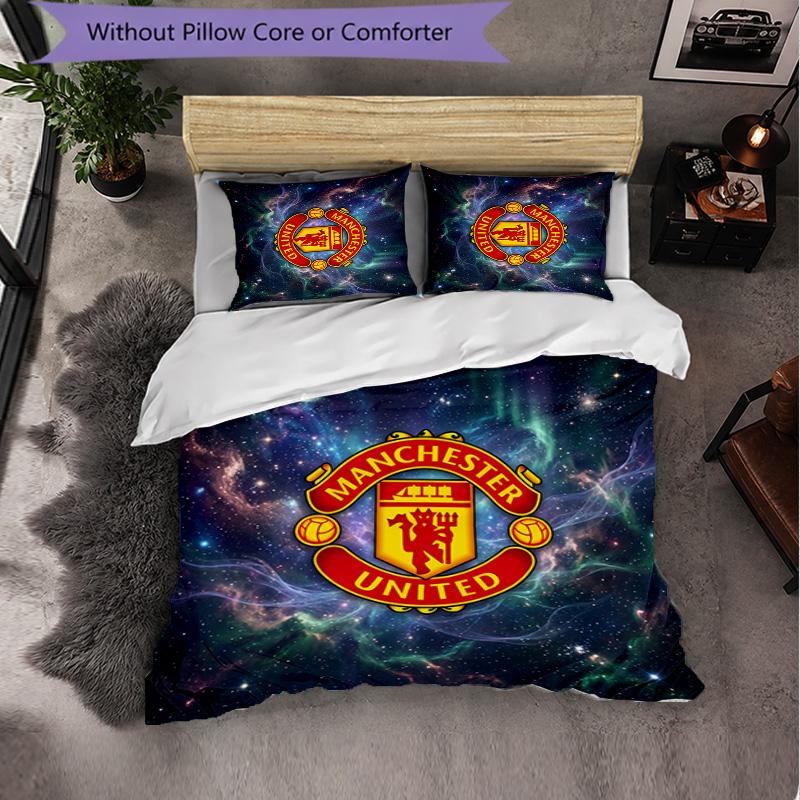 Vzor Manchester United 3dílná sada povlečení Měkký povlak na přikrývku z mikrovlákna s povlaky na polštáře do ložnice