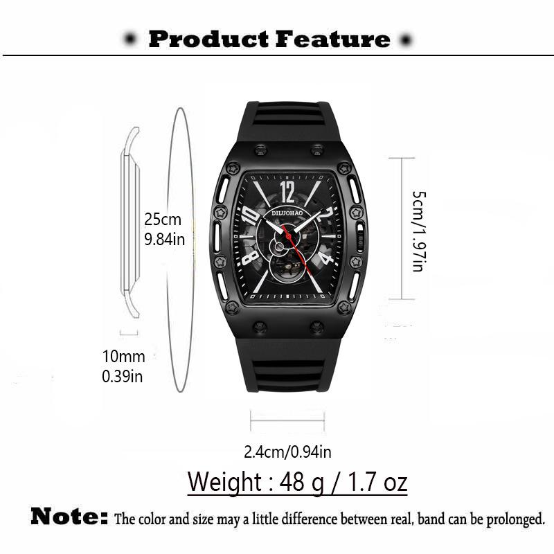 Temu Silicone Sports Quartz Men's Fashion Watch with Large Dial