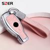 Alloy Leather Car Metal Key Case Cover Shell Fob for Mercedes Benz A B C S Class AMG GLA CLA GLC W176 W221 W204 W205 Accessories