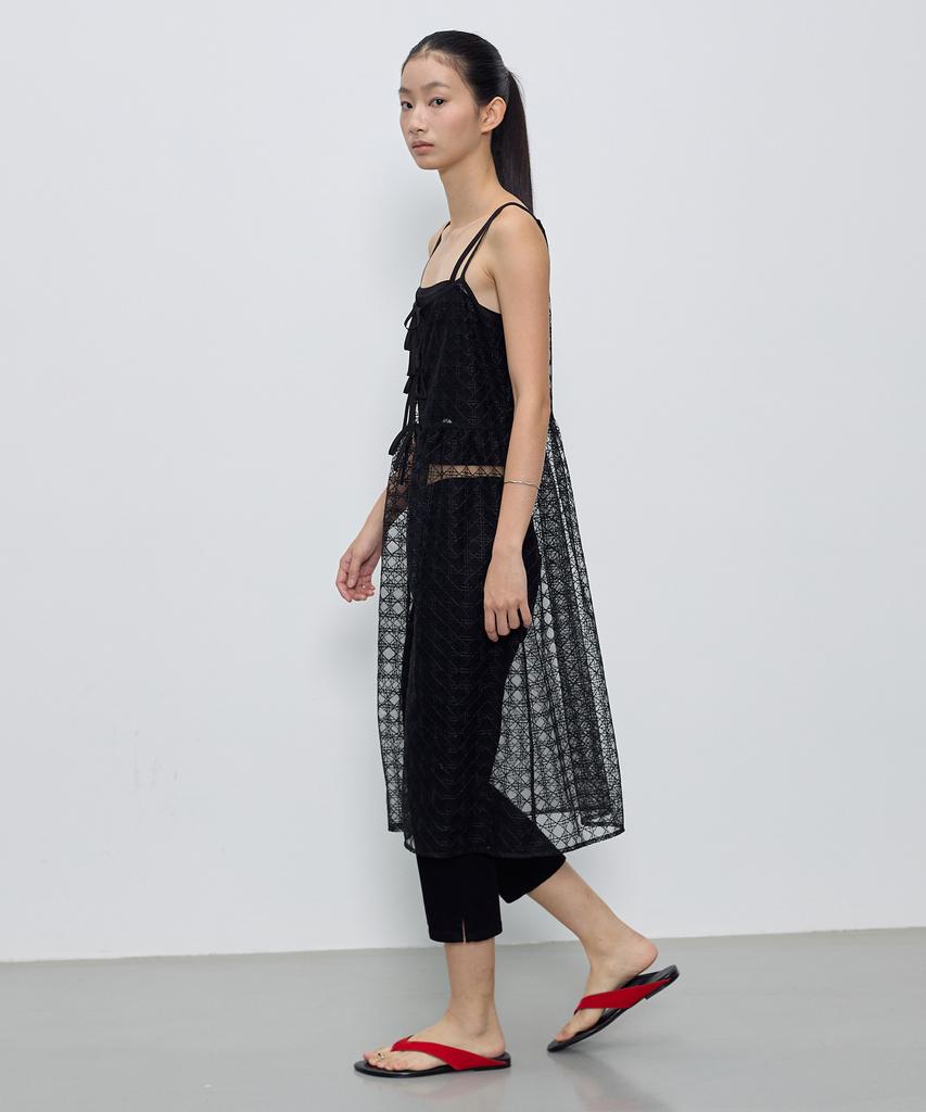 City Breeze Layered Lace Long Dress_Black