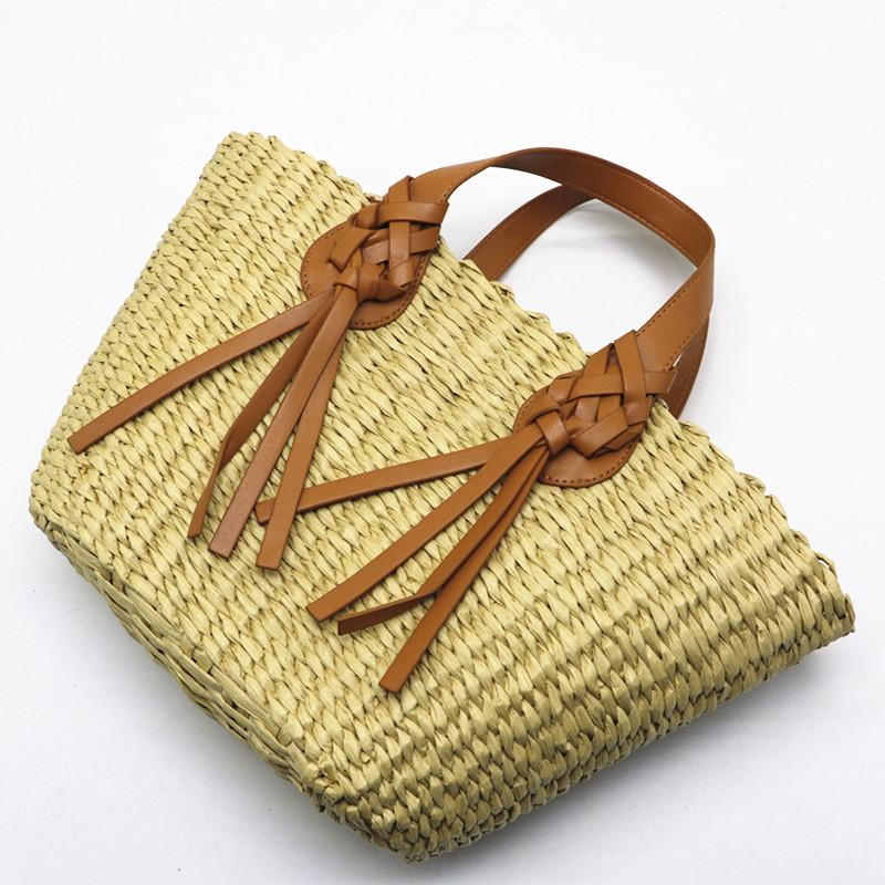 Summer Wicker Fabric Bag for Women Large Capacity Tote Beach Bali Straw Course Large Basket Bag