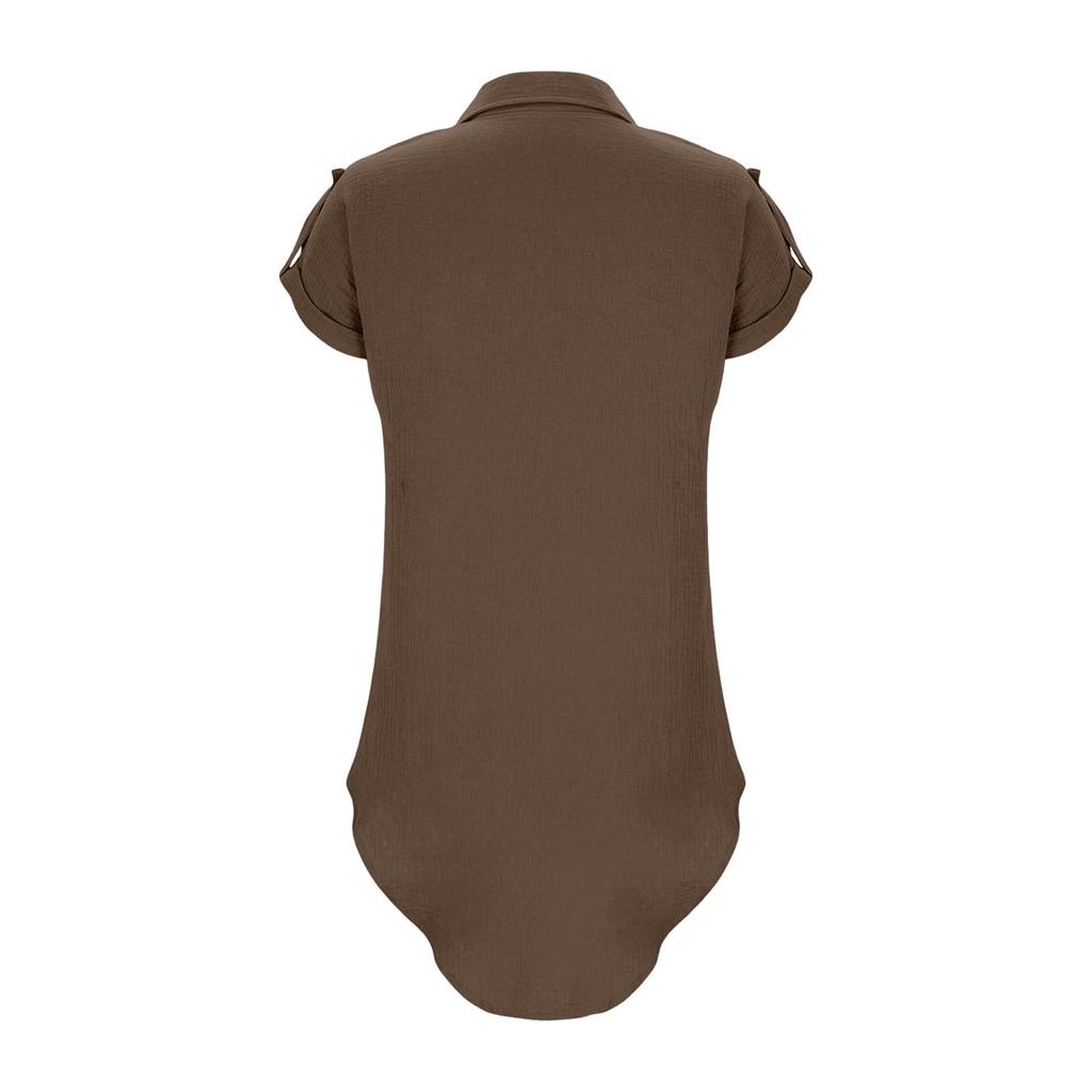 Girls Casual Short Sleeve Shirt Dress Loose Fit Button Down Collared Dress Lightweight Summer Dress for Kids