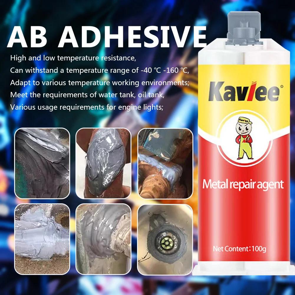 100-20ml High Strength Bonding Sealant Metal Repair Adhesive Metal Weld Seam Adhesive Heat Resistance Strong Casting AB Glue