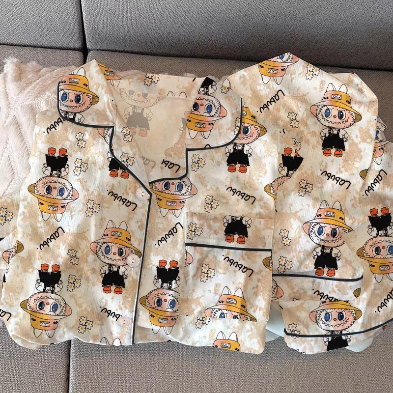 

Пижама с длинным рукавом Bulala Graffiti Женская Весенняя Домашняя одежда в милом девичьем стиле Комплект из двух предметов Реальное фото 2XL